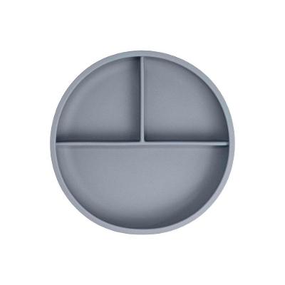 Prato Infantil Bliss com Divisória e Ventosa para Alimentação do Bebê em Silicone Cinza Freso