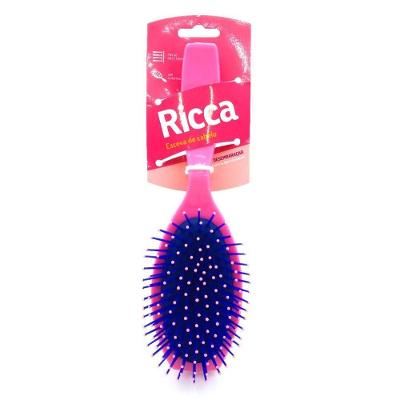 Escova de Cabelo Oval No 2427 Base Almofadada Suave Desembaraço Rosa Ricca
