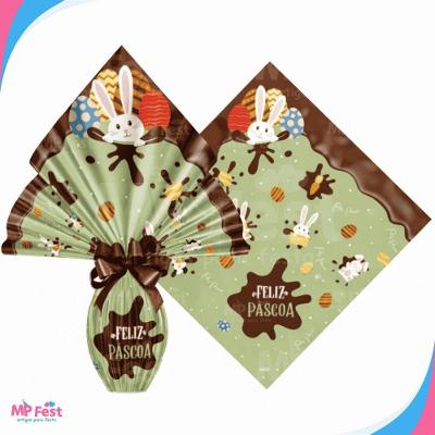 Kit 25 Sacos para Ovos de Páscoa Chocolatier Polipropileno 24CM Verde OEM