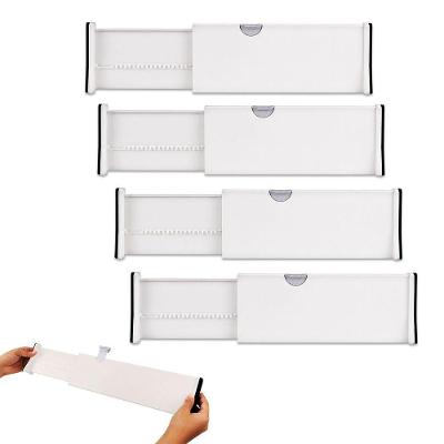 Kit 4 Divisores de Gaveta Ajustável SU-ORGGAV Retrátil Multiuso Branco Leva Pra Casa