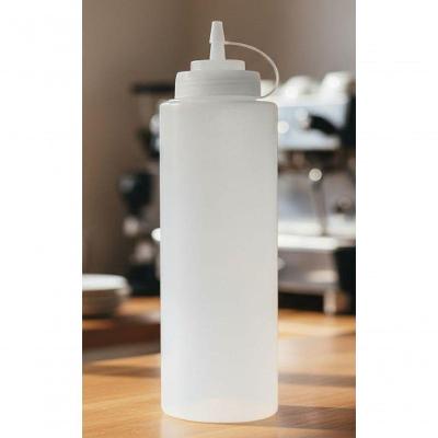 Bisnaga Profissional 1L com Marcador Bico Dosador para Molhos Plástico Branca Chef Line