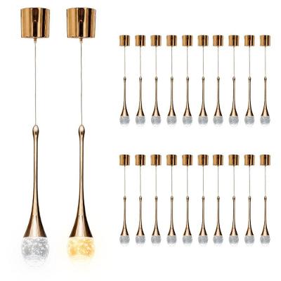 Kit 20 Lustres Pendentes Gota Cristal LED 4W Bivolt Dourado Leva Pro Pet