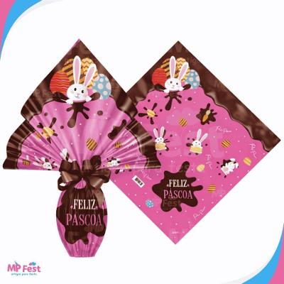 Kit 25 Sacos para Ovos de Páscoa Chocolatier Polipropileno 39x39CM Rosa OEM
