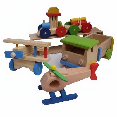 Kit Brinquedos Avião Helicóptero Trenzinho Carrinho MDF Pinus Multicolorido