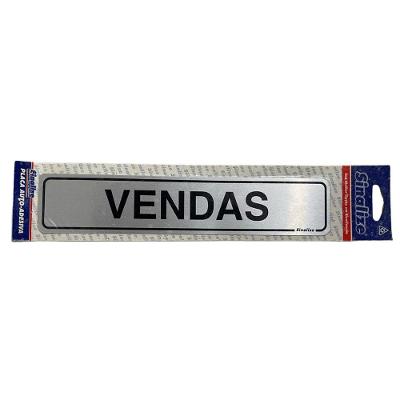 Placa de Sinalização Vendas 5x25cm Auto-Adesiva Fundo Metálico Sinalize