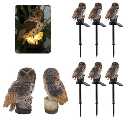 Kit 6 Corujas Luminária Solar LED SU-CORU Jardim Marrom AB Mídia