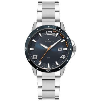 Relógio Masculino Technos Racer Premium Bicolor Analógico Aço Inox Prata
