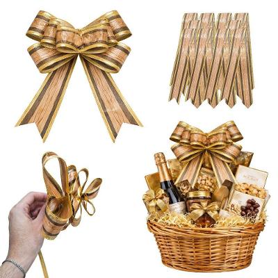 Kit 10 Laços Decorativos Mágicos Prontos Textura Madeira Dourado Extra Festas