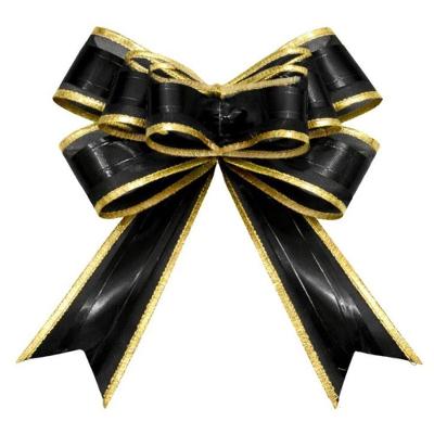 Kit 10 Laços Decorativos Mágicos Metalizados Bordas Douradas Preto Extra Festas