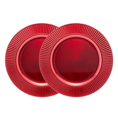 Jogo 2 Sousplat Redondo Primer Plástico 33CM para Mesa Vermelho Lyor