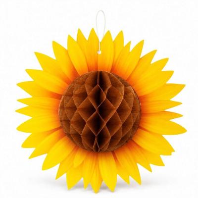 Girassol Decorativo Centro Colmeia 3D Papel 25cm Amarelo Extra Festas