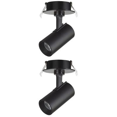 Kit 2 Spot LED Direcionavel de Embutir 12W 3000K Bivolt Preto para Teto Interno Foxlux