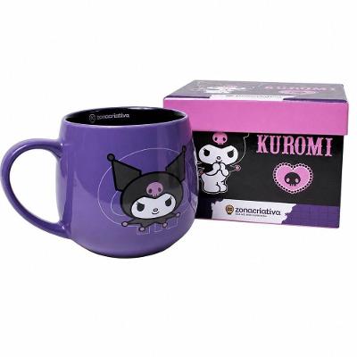Caneca Cerâmica Kuromi 400ML Café Chá Leite Sanrio Roxa Zonacriativa
