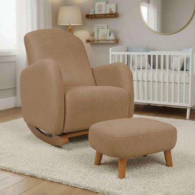 Poltrona Amamentação Balanço Puff Jhessy Suede 72CM Marrom Rato D'Rossi
