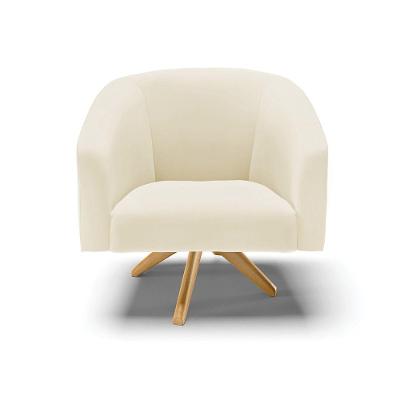 Kit 2 Poltronas Giratórias Stella Veludo Cotelê Off White D'Rossi