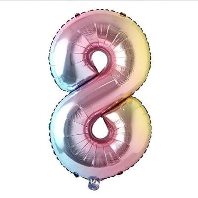 Balão Metalizado Número 8 Degradê 75cm Aniversário Extra Festas