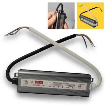 Fonte Driver Blindada para LED 12V 5A 60W IP67 Bivolt Decorshop