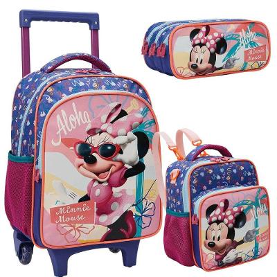 Kit Mochila Rodinha Lancheira Estojo Triplo Minnie 13220 Xeryus