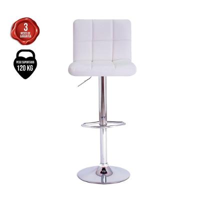 Banqueta Giratória Gomos Plástico com Encosto Ajustável Branco Cadeiras Inc