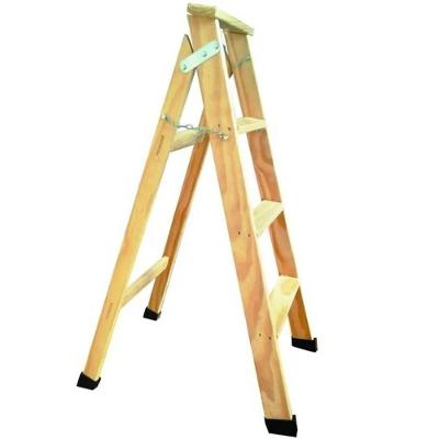 Escada Americana de Madeira 4 Degraus Pés Antiderrapantes 110kg