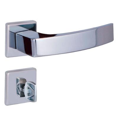 Fechadura Quadratta Curva WC 4203 com Chave para Banheiro Cromado Prata Aliança Importação