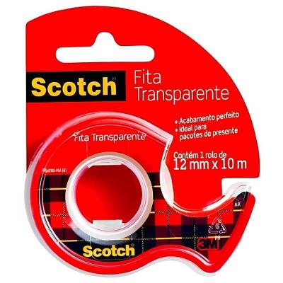 Fita Adesiva Scotch HB004087423 com Suporte 12MMx10M Brilhante