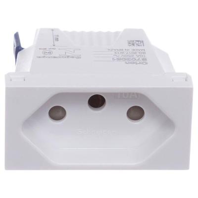Módulo de Tomada 2P+T 10A 250V Borne Automático Branco Steck