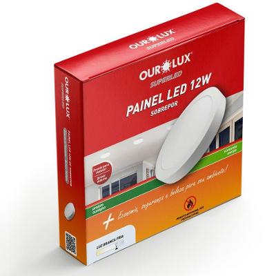 Painel LED Super Eco Sobrepor Redondo 12W Bivolt 6500K Branco Ourolux