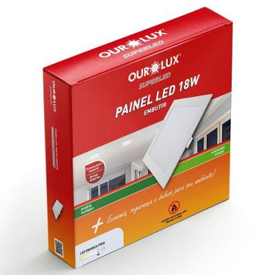 Painel LED Super Eco Embutir Quadrado 18W Bivolt 6500K Ourolux