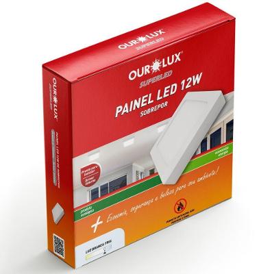 Painel LED Super Eco Sobrepor Quadrado 12W Bivolt 6500K Ourolux