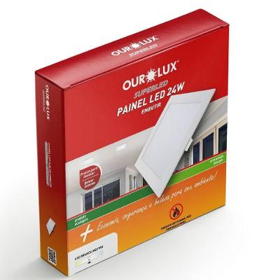Painel LED de Embutir 02904A 24W Bivolt 4000K Quadrado Branco Ourolux