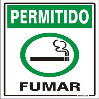Placa de Sinalização Permitido Fumar 220 AA Auto-Adesiva 20x15cm Sinalize