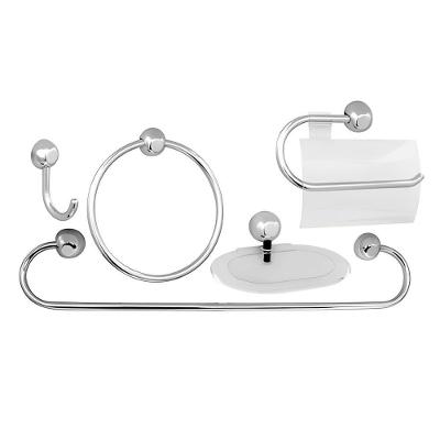 Kit de Acessórios para Banheiro Samba com 5 Peças Acabamento Cromado Inox Japi