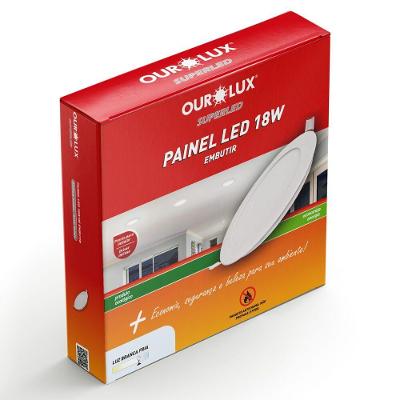 Painel LED Super Eco Embutir Redondo 18W 6500K Bivolt Ourolux