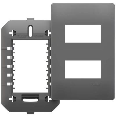 Placa 4x2 Habitat Onix 06445710 2 Módulos Distanciados ABS Fosco Preto Fame Brasil