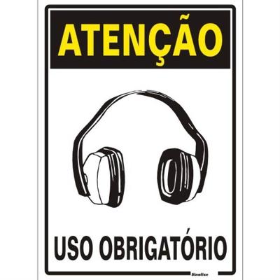 Placa de Sinalização 250 AU Protetor Auricular Auto-Adesiva 20x30cm Sinalize