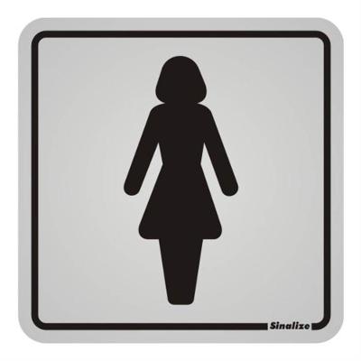Placa de Sinalização Sanitário Feminino 900 AB Auto-Adesiva 12x12cm Sinalize