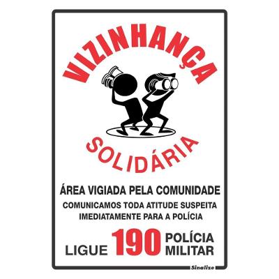 Placa de Sinalização 250CQ Vizinhança Solidária 20x30cm Sinalize