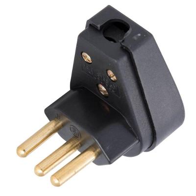 Plugue Angular 2P+T Modelo 57403110 10A 250V Termoplástico Antichama Preto Tramontina