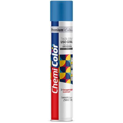 Tinta Spray Premium Edition 250ML Uso Geral Azul Claro Brilhante Chemi Color