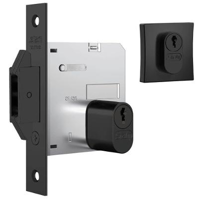 Fechadura Biel 1006 Porta de Bater e Correr Roseta Quadrada Aço Preto Stam