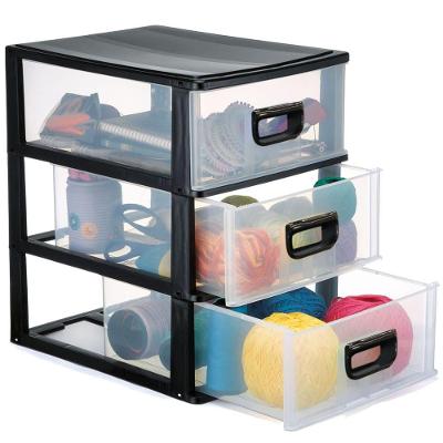 Gaveteiro Plástico PT1180 3 Gavetas Modular Organizador Preto Monte Líbano