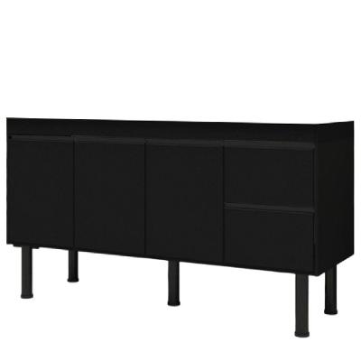 Gabinete Madeira Color 292 2 Portas 2 Gavetas Estrutura Maciça 194CM Preto
