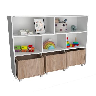 Estante Organizador Natan 130CM Baús MDF Carvalho Woodcore