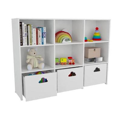 Estante de Nichos com Baús Nuvem Scott MDF 170CM Branco Woodcore