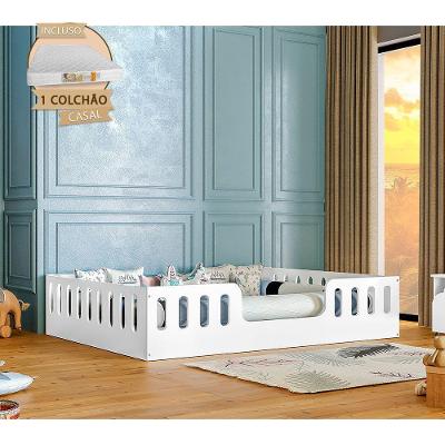 Cama Casal Helo Montessoriana com Grades MDF Branco Hêlo Móveis