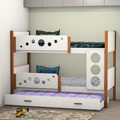 Beliche Solteiro Star com Cama Auxiliar MDF Branco com Mel Star