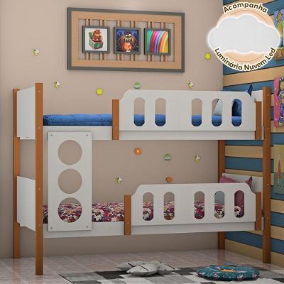 Beliche Solteiro Onix com Luminária Nuvem Infantil MDF Branco com Mel