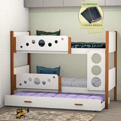 Beliche Solteiro Star com Cama Auxiliar e Lousa Mágica MDF Branco