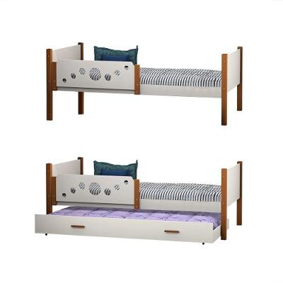 Kit Cama Infantil Star com Auxiliar MDF Branco com Mel Divaloto Móveis